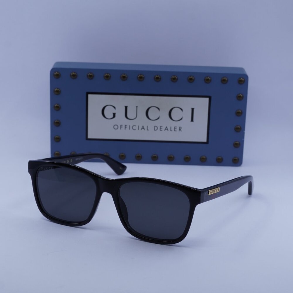 Gucci GG0746S 001 Square Sunglasses - Black / Grey